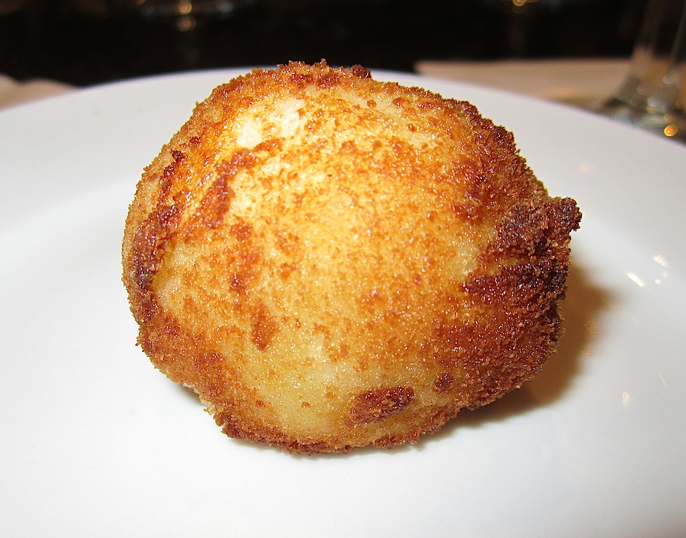 Next course was this: Chef Luciano's aroncini -- rice balls. "Never throw away leftover rice," he advised. "Make aroncini."