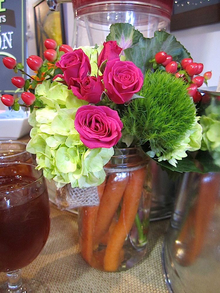 Here's an idea worth stealing: carrots in the flower containers to add color and interest.