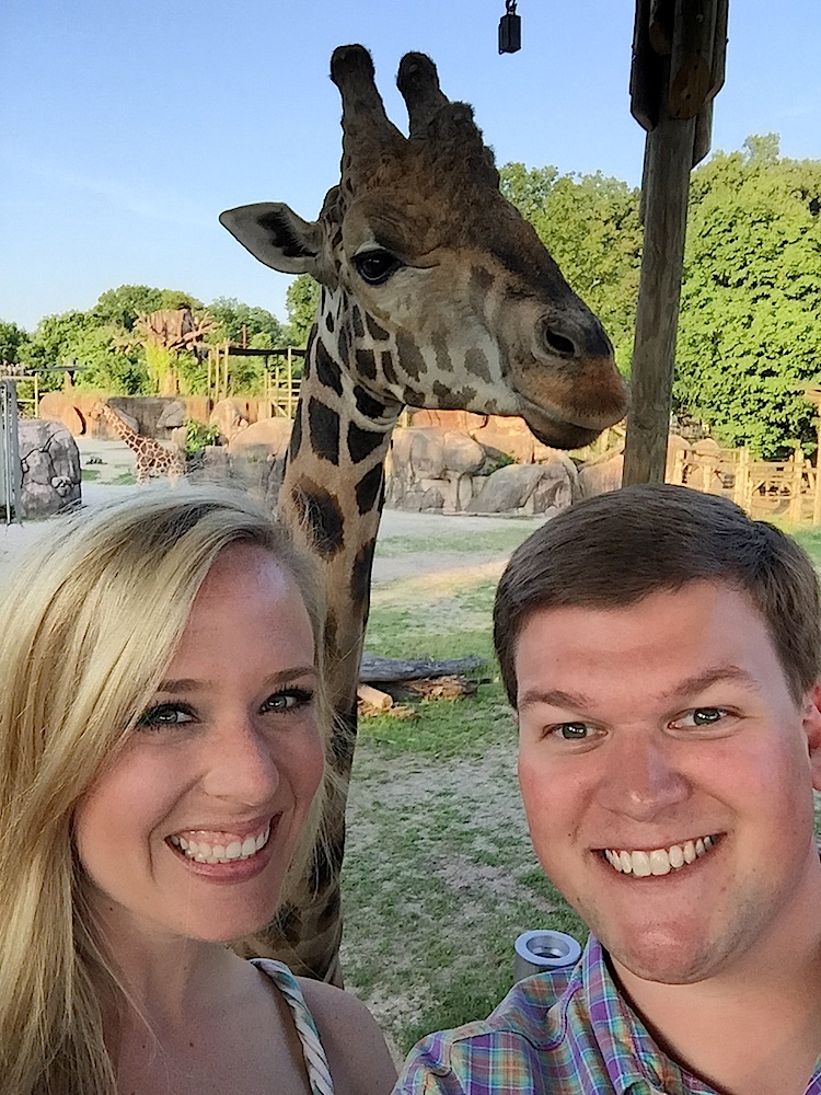 Natalie's fiance, Chase Bailey, took this selfie of them with a giraffe. Cute.