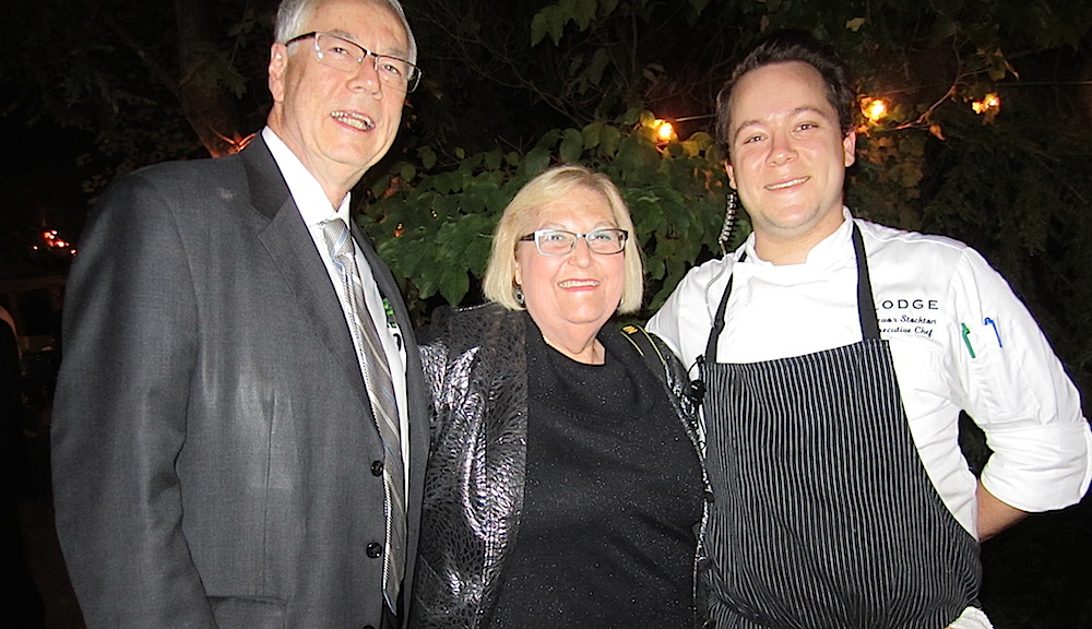 After dinner, Alan, left, posed with Sherri Gardner Howell, a columnist for the News Sentinel, and Chef Trevor Stockton.