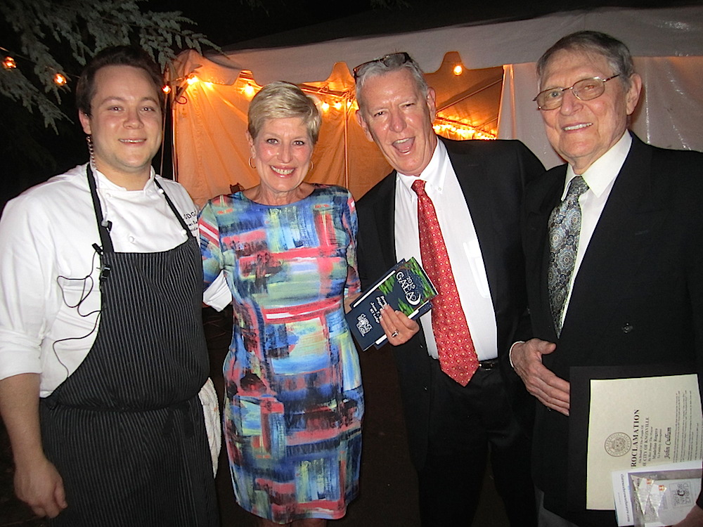 Here's Chef Stockton, left, with Becky and Bob Luper and John Cullum. The Lupers, as you probably know, own Naples restaurant on Kingston Pike in Knoxville. Becky is Cullum's niece.