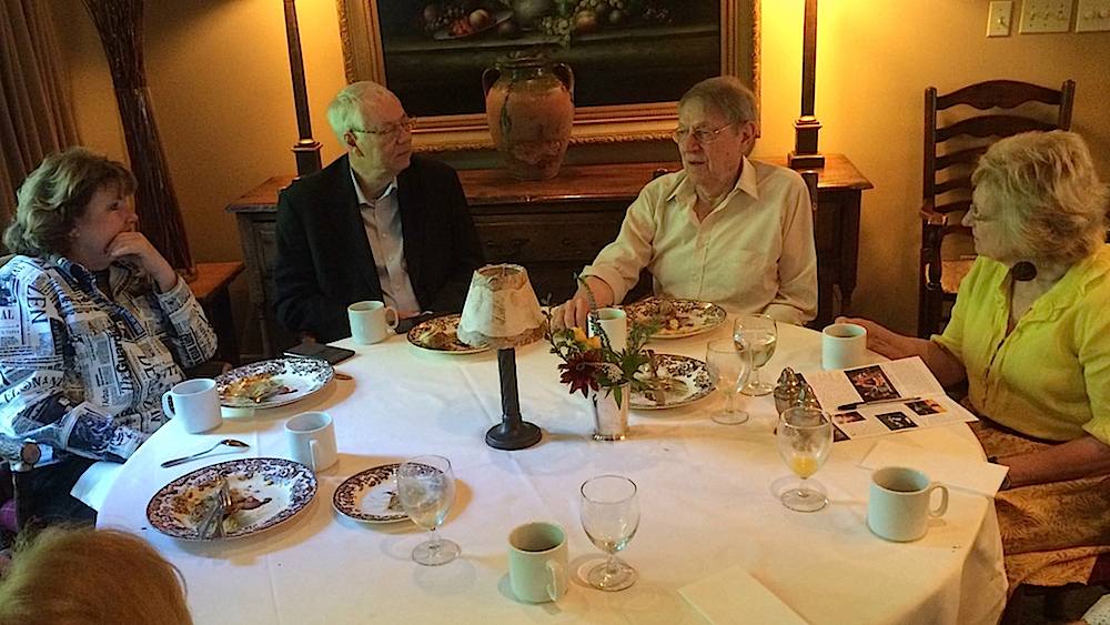 From left, me, Alan, John Cullum and Georgiana Vines at breakfast. It was a very memorable event. (Photo by David Byrd)