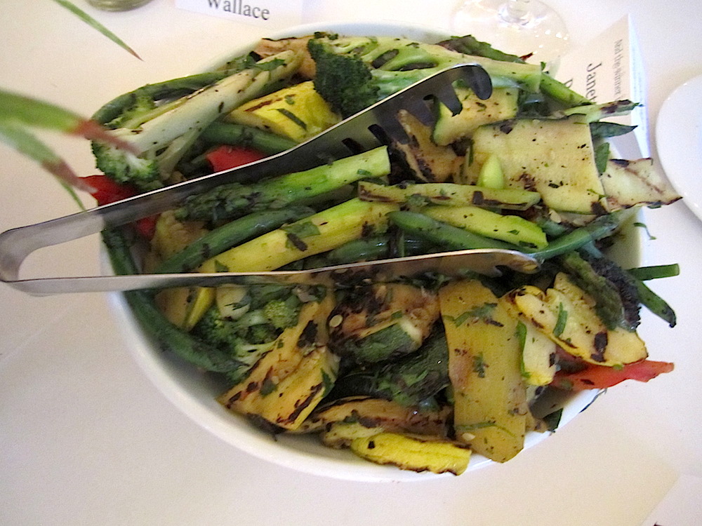 I loved the grilled early summer vegetables. We also had skilled potatoes with Vidalia onions.
