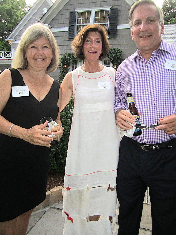 Our hostess, Jeanie Johnson, center, with Kim and Beecher Bartlett.