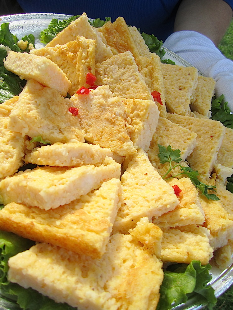 How about this for an appetizer? Garlic cheese grits squares. Catering was by Bradford Catered Events.