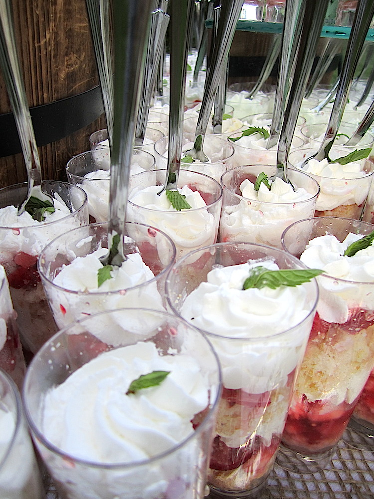 And dessert got Alan's attention. These are strawberry shortcake shooters.