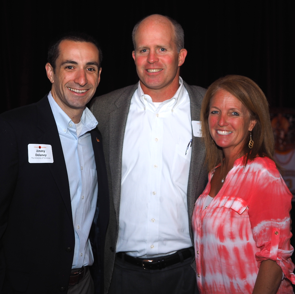 Jimmy Delaney of UT, left, with Jed and Marsha Dance. (Photo by Gary Heatherly.)