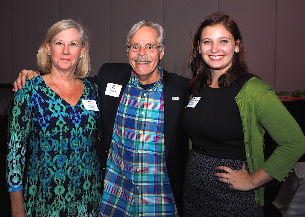 Lisa Duncan, who retires as executive director for of the Dogwood Arts Festival at the end of this month, left, with her successor, Tom Cervone, and Amanda Jennings of Moxley Carmichael.