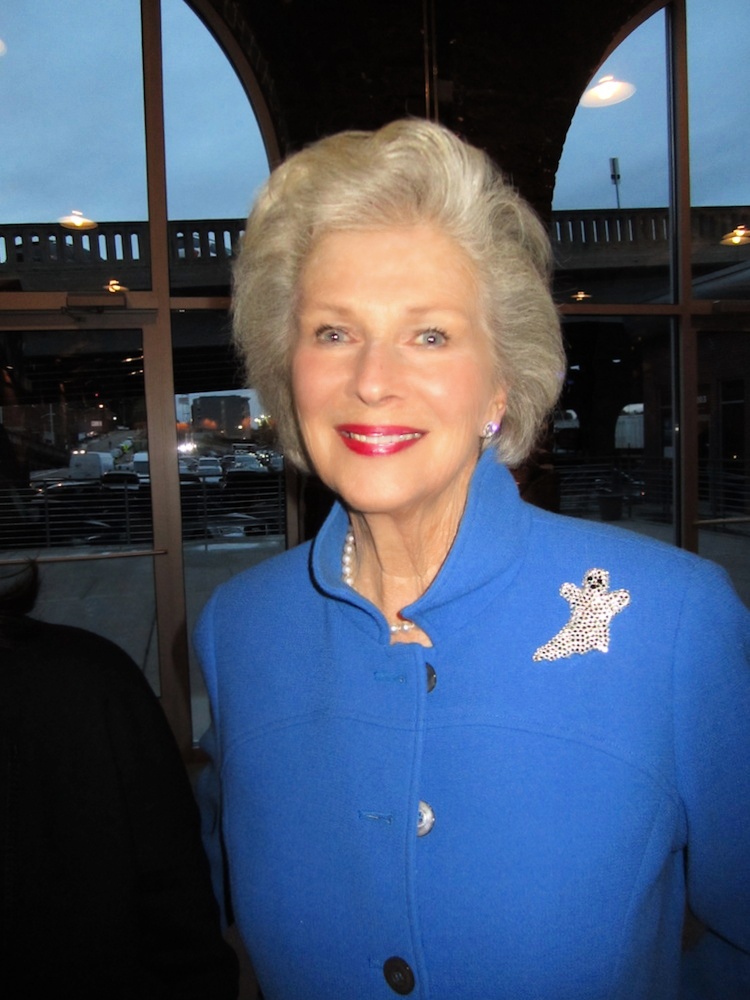 Natalie Haslam wore the perfect brooch, considering the event was held a few days before Halloween.