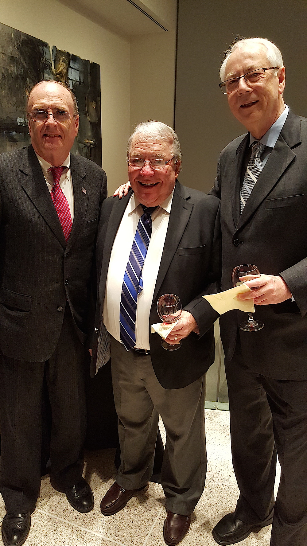 From left, former City Councilment Ed Shouse and Larry Cox with my husband, Alan Carmichael.