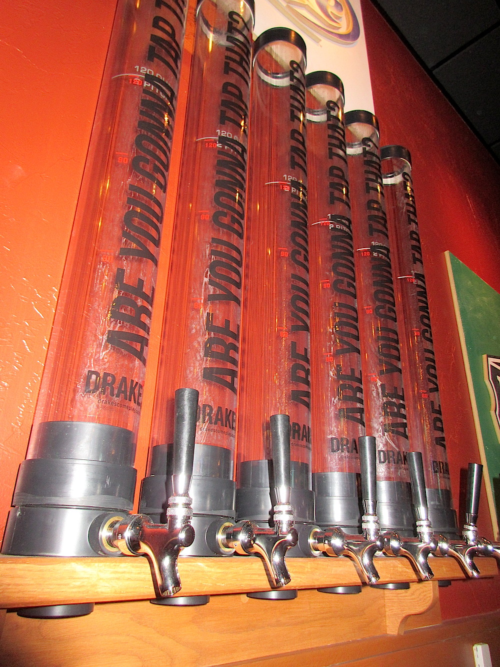 Are you really thirsty? Try a "table tap." It holds 120 ounces of your beer of choice.