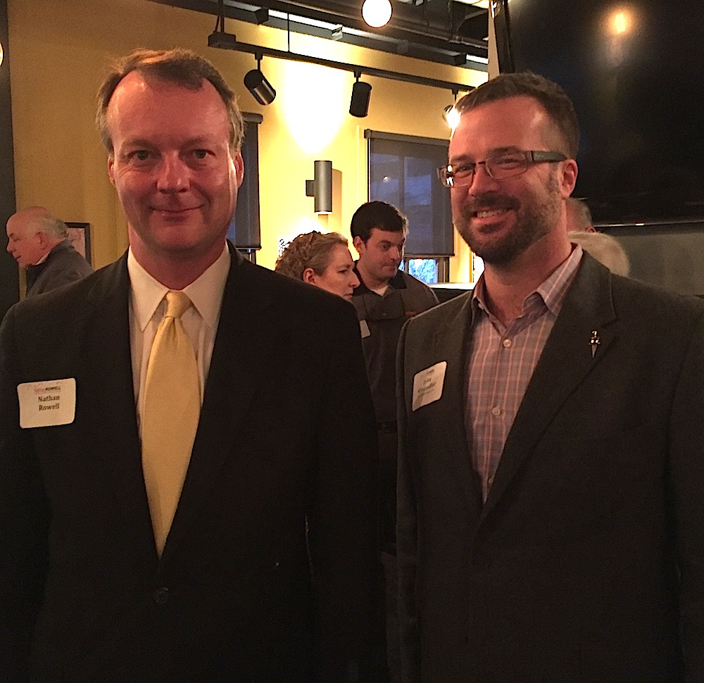Knox County Law Director candidate Nathan Rowell, left, with a fellow lawyer and friend, John Winemiller.