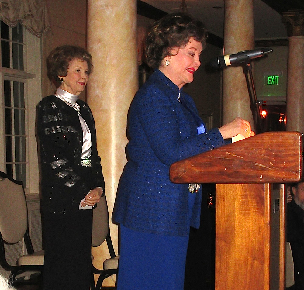 The founders of Childhelp, Yvonne Fedderson, left, and Sara O'Meara talked about the organization for a few minutes.