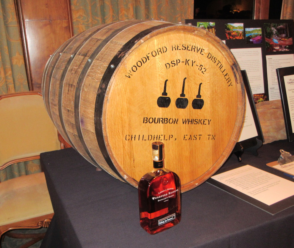 Who wouldn't like a real whiskey barrel? This one from Woodford Reserve Private Label Bourbon was one of 32 silent auction items, many involving food and drink.