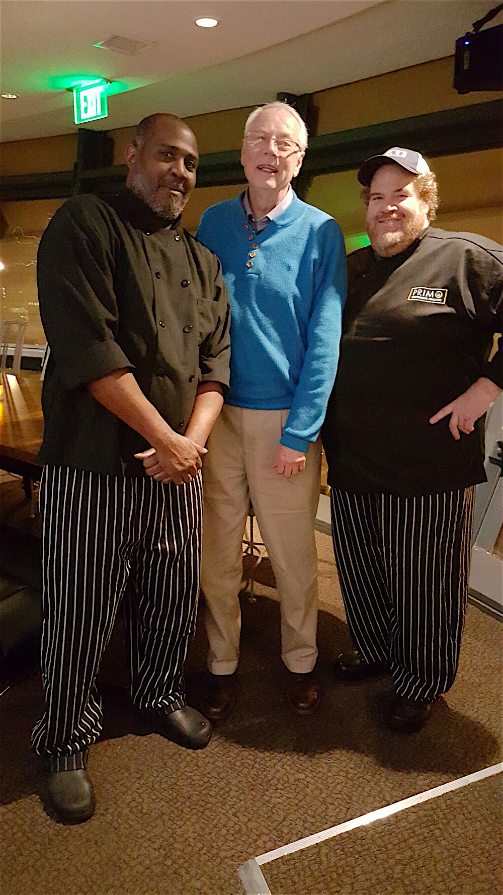Here's Alan Carmichael, center, with Chef Bruce Bogartz, right, and Sous Chef Chris Stone.