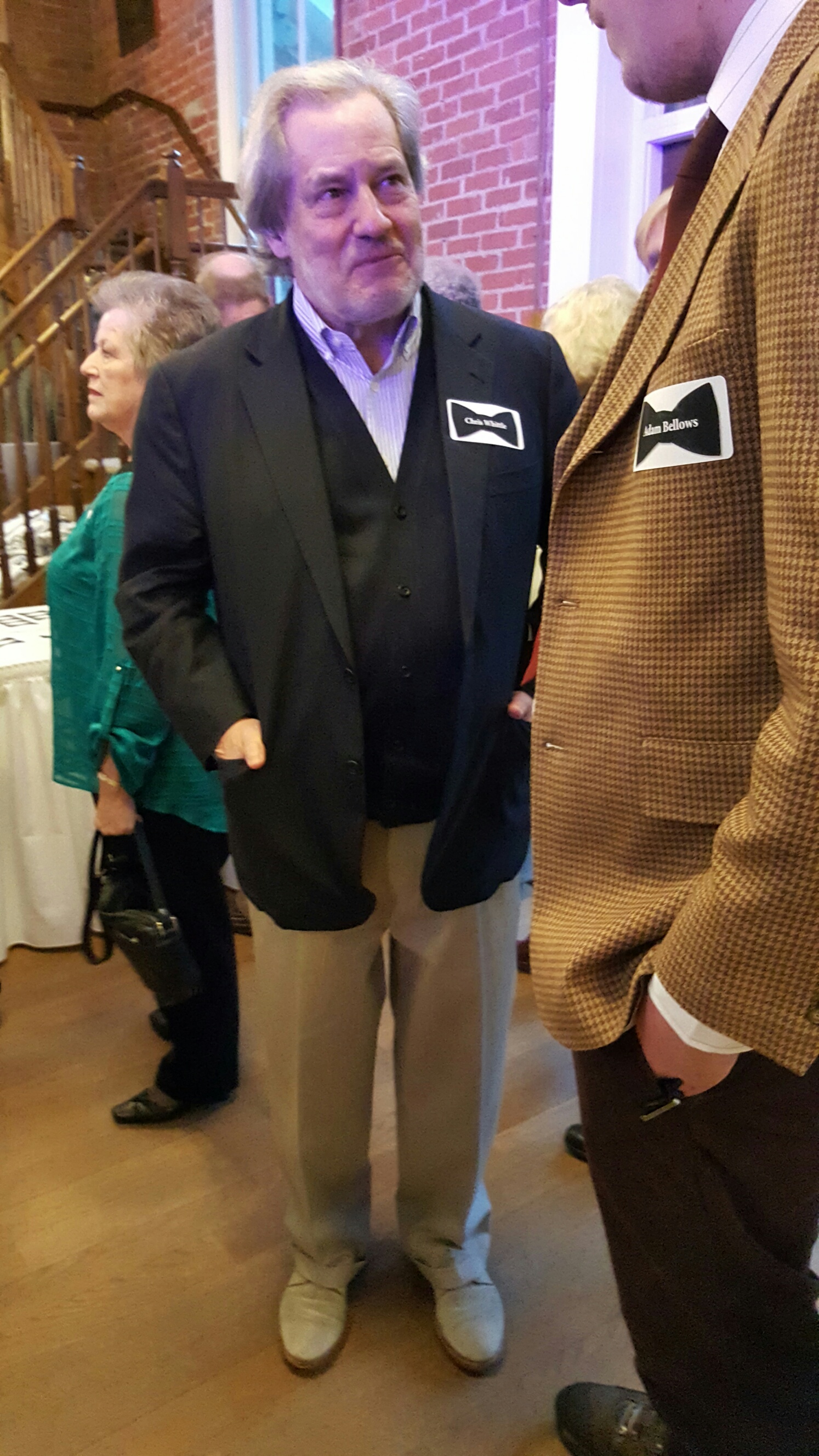 Chris Whittle chatting with Adam Bellows, the son of two Whittle-ites, Keith Bellows and Shelley Williams, both of whom died on the same weekend this past year.