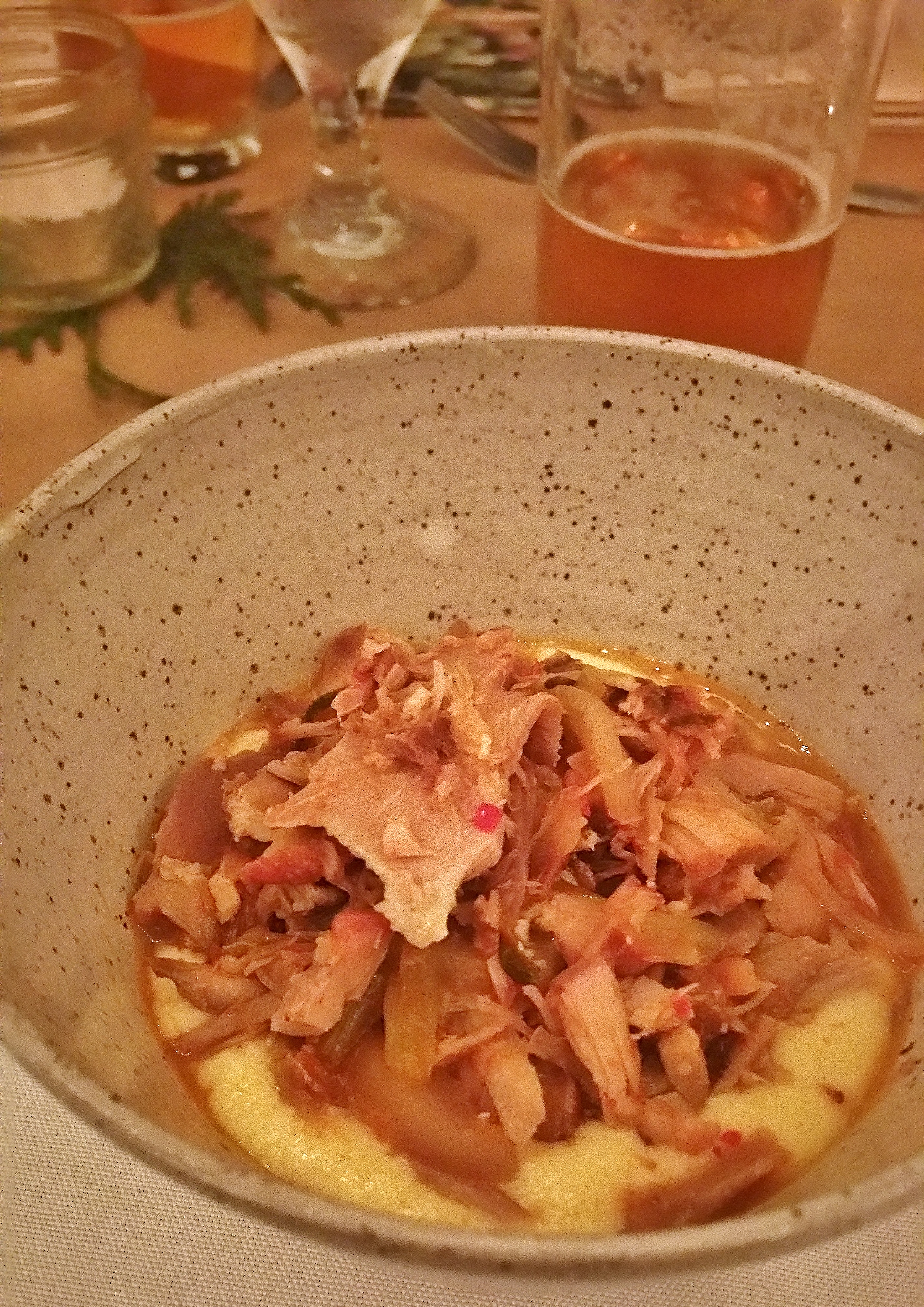 First course was Colvin Family Farm Smoked Pork Shoulder and Kimchi Stew with Danny Shelton's Polenta and Sweetwater Valley Farm Cheddar. It was paired with Fanatic Brewing Company Fireside ESB. This was so good, I was surprised people weren't licking their bowls clean.