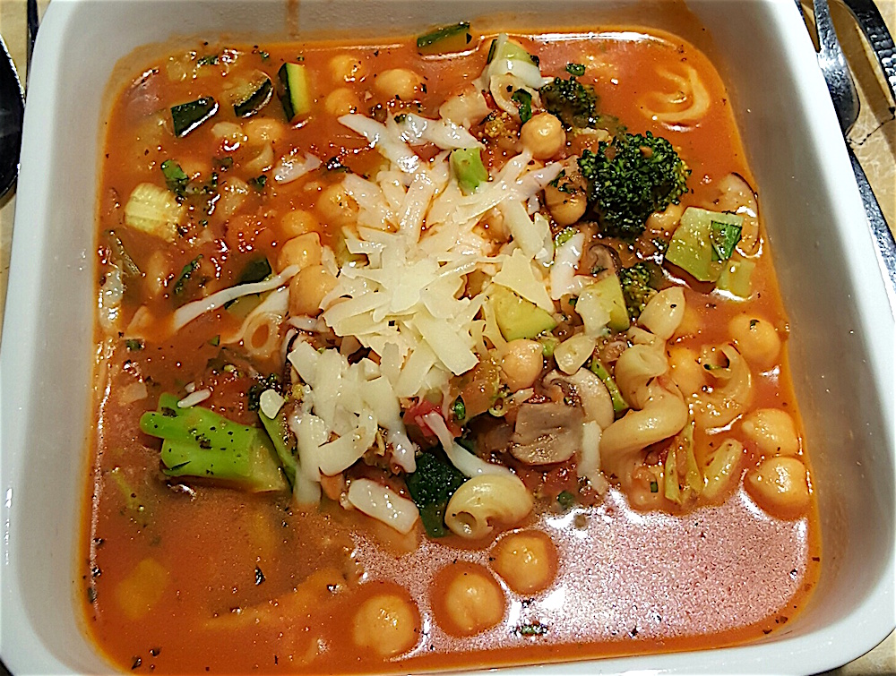 We started with minestrone, described as "Italian penicillin" because it's "sure to cure whatever ails you." Ha. It's always vegetarian, but changes ingredients seasonally.