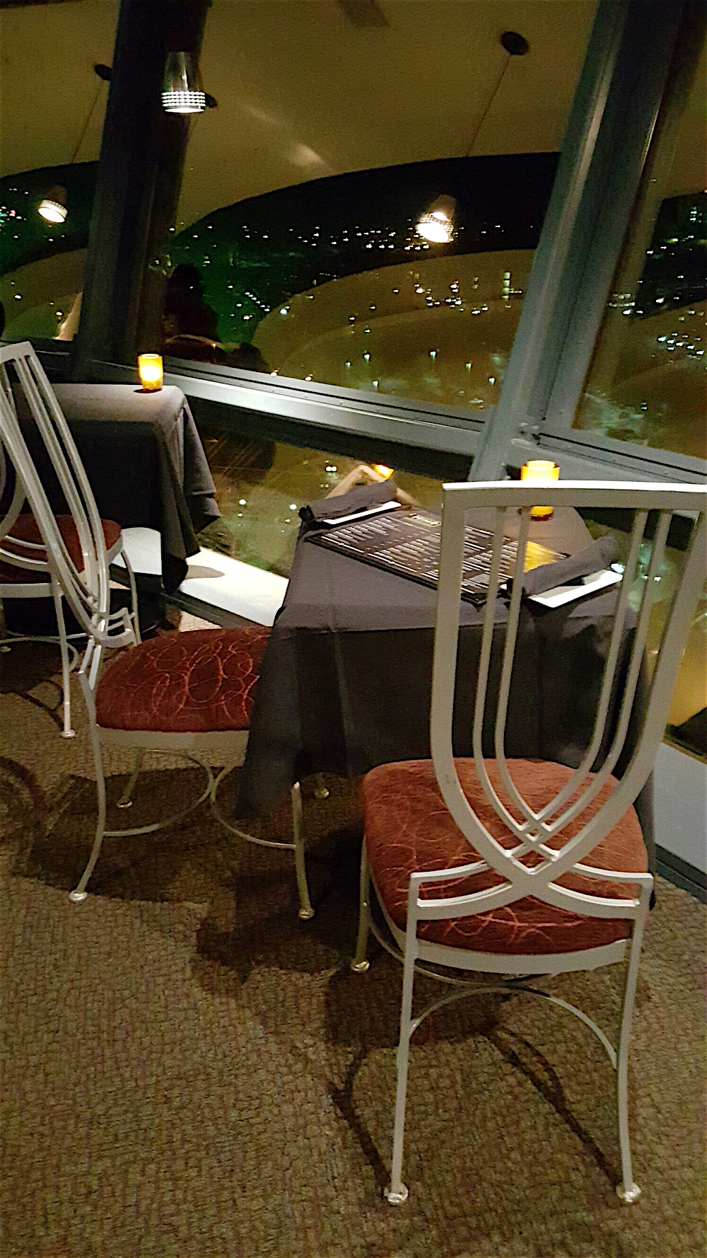 Here's a traditional table for two, if you don't feel like the love seats.