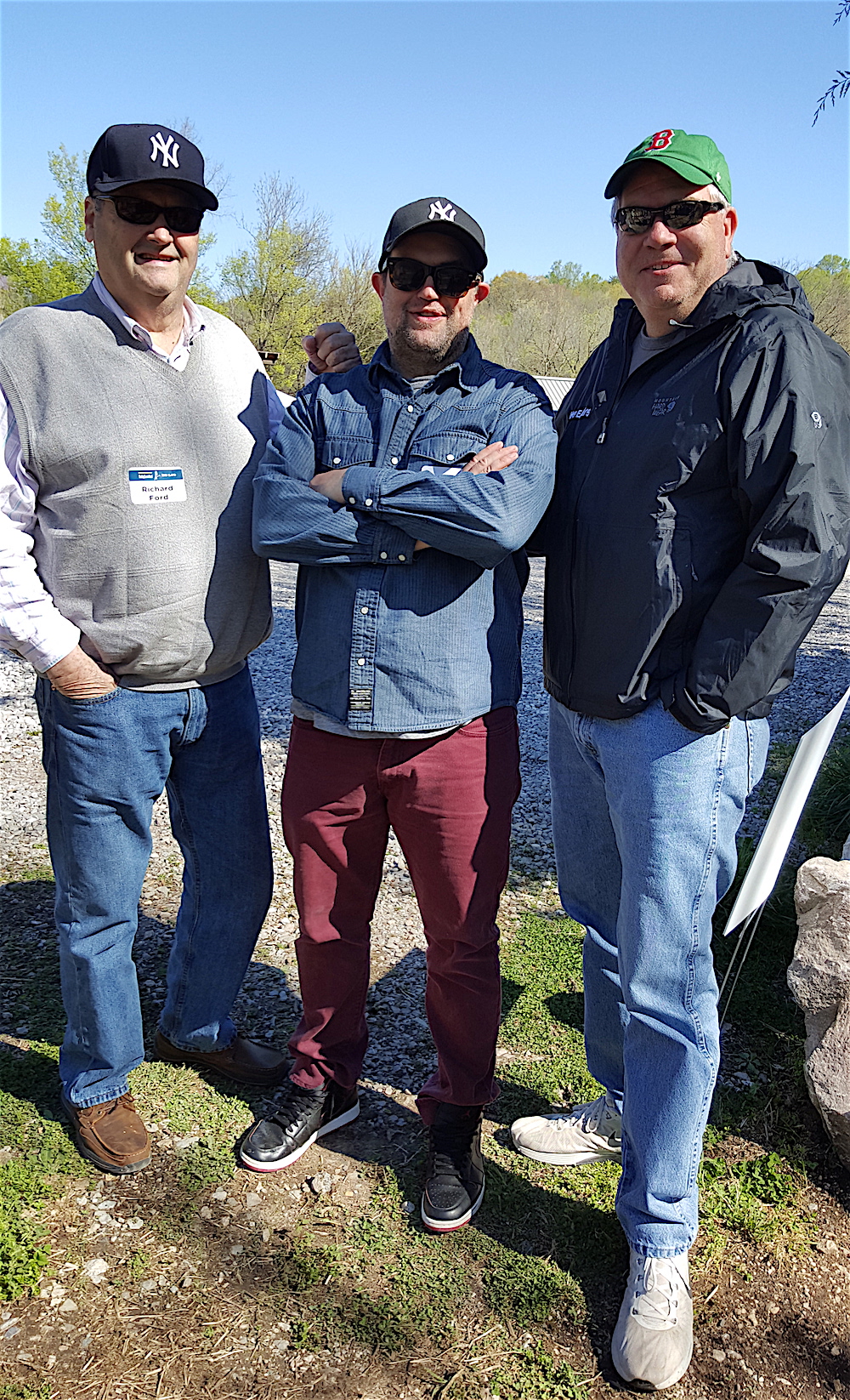 From left, Richard Ford, Christopher Ford (of Sweet P's) and Patrick Roddy (of AC Entertainment). They were wearing caps of their favorite baseball teams in honor of the start of baseball season the following day.