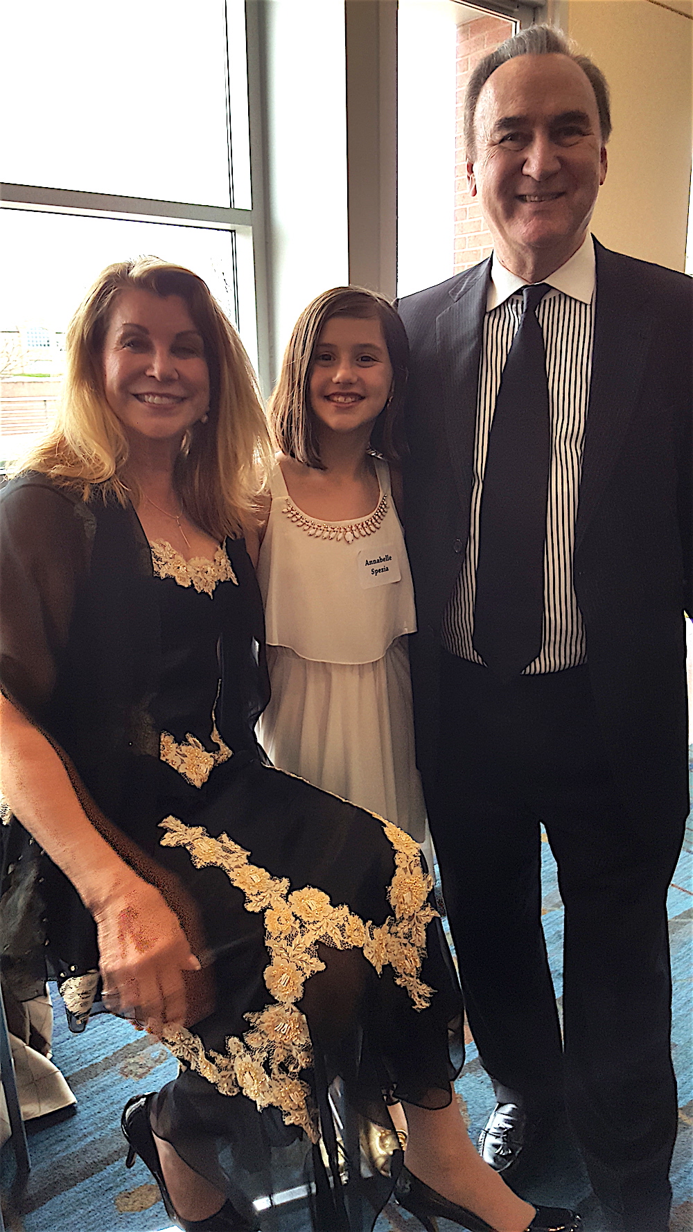 Sharon and Tony Spezie with their granddaughter, Annabelle Spezia, at Tony's retirement party.