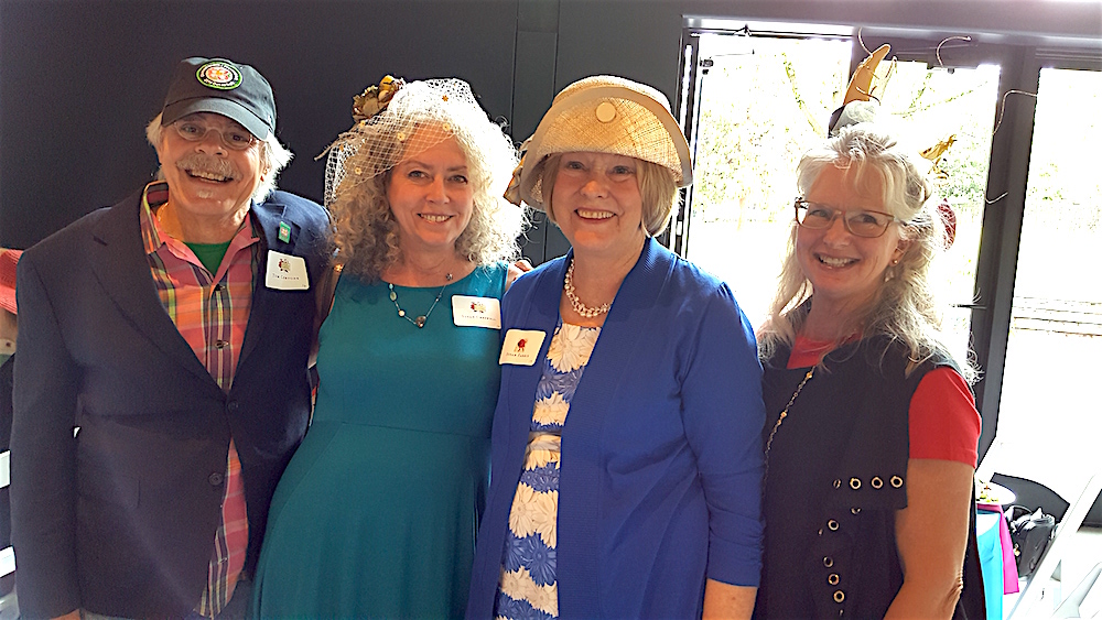 Tom Cervone, left, executive director of the Dogwood Arts Festival, was one of the few men in attendance. Here, he's with three women named Susan. His wife, Susan Creswell, beside him; Susan Farris, second from right; and Susan Arbital.