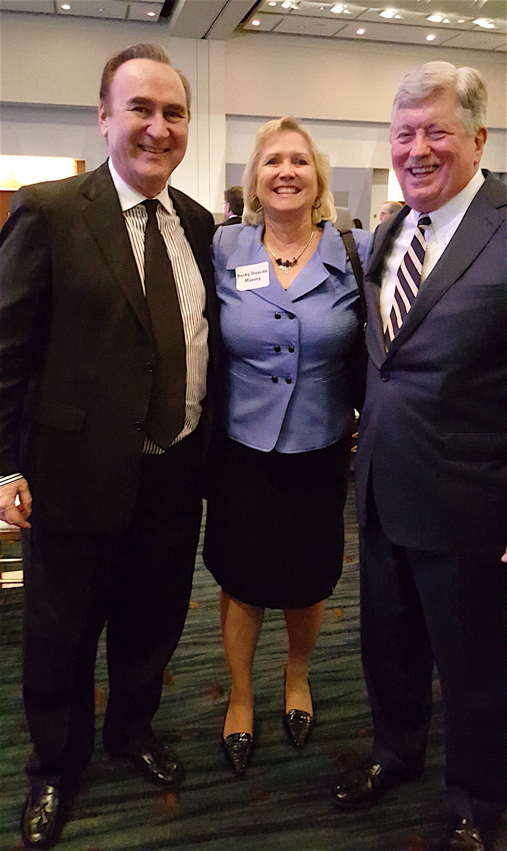 Tony Spezia, left, with state Sens. Becky Massey and Randy McNally.
