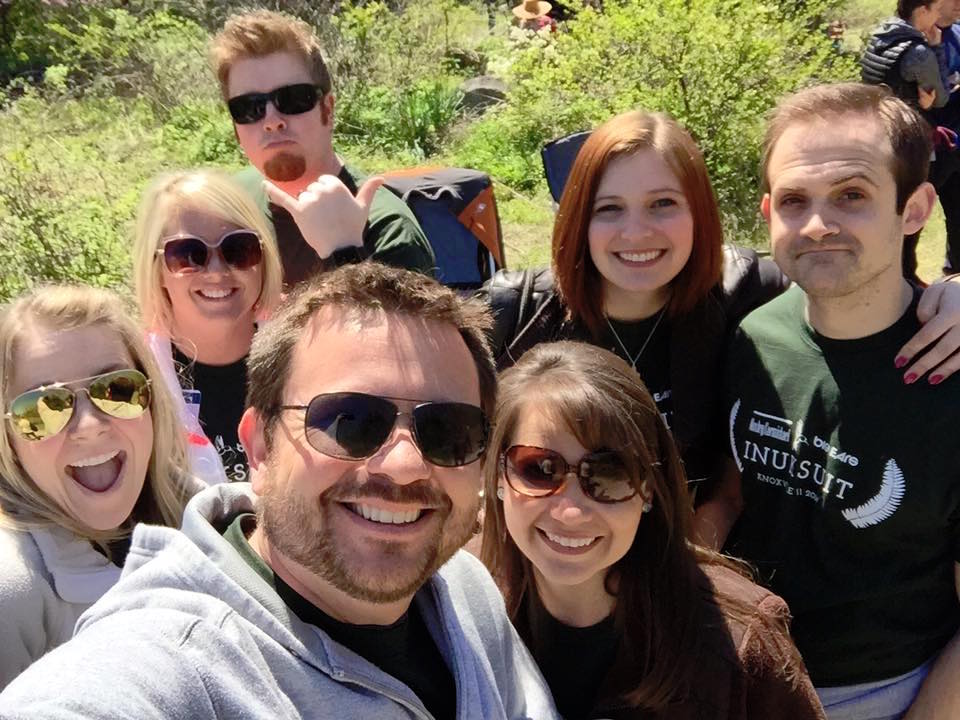 The Moxley Carmichael staff was out in force! (The folks who weren't there were helping our client Covenant Health at the Covenant Health Knoxville Marathon.) In front, Charley Sexton and his wife, Linnie; on left in rear, John McCulley and his wife, Crystal; and at right Amanda Jennings and her hubs, Mark. (Fun selfie by Charley Sexton.)