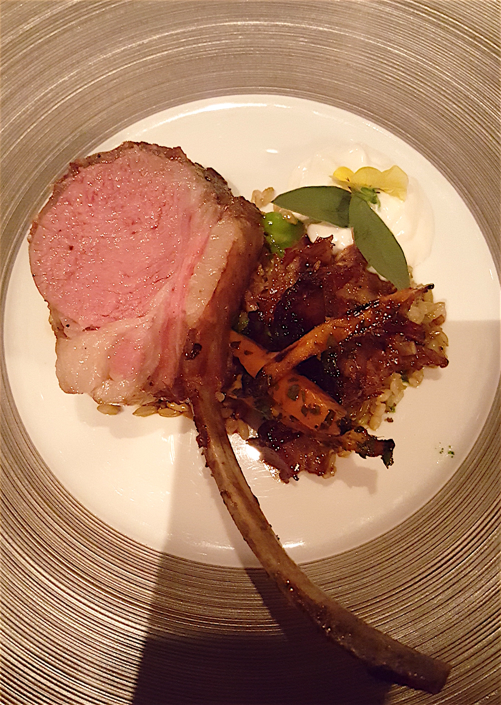 Elysian Fields lamb with farro verde, fava beans, mint and a foam made of sheep's milk yogurt.