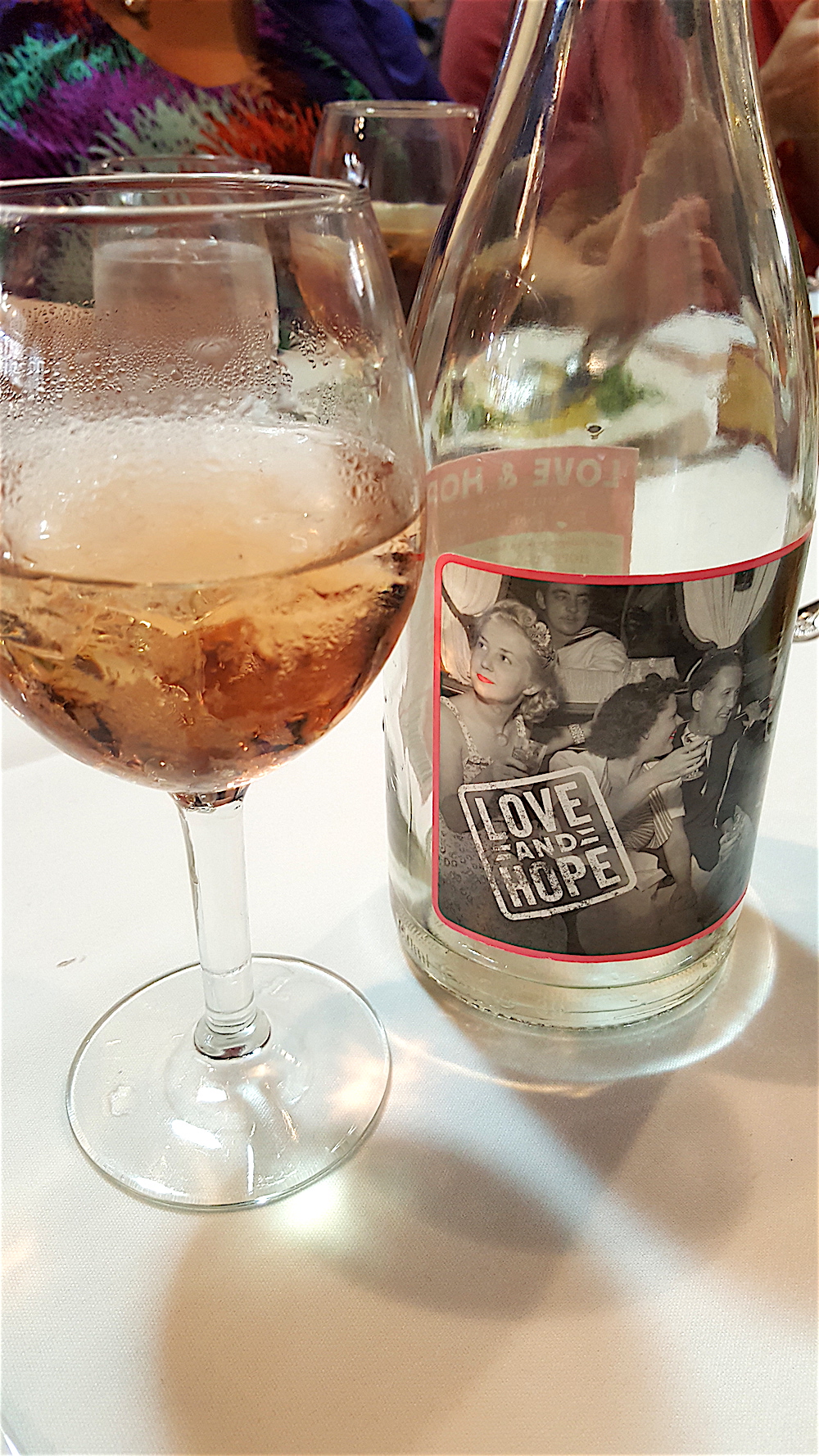 You could choose between iced tea and this new rose which Chef Love helped develop and brought to market within the past month. It's called Love and Hope. Guess which beverage I chose!