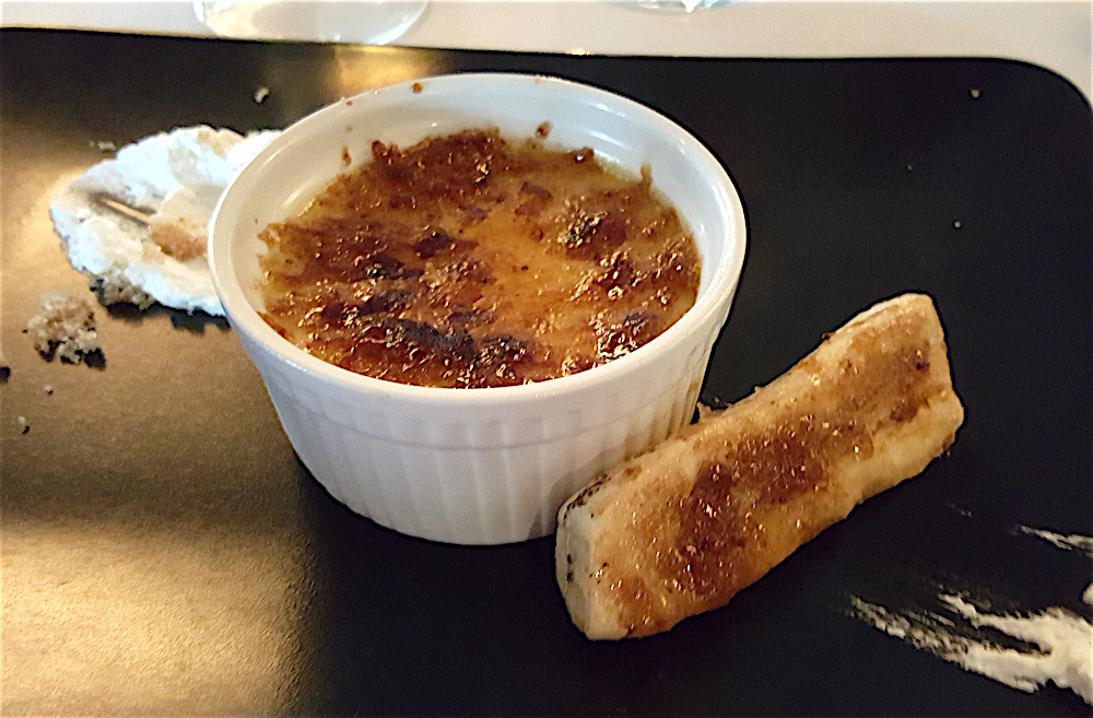 Dessert was banana creme brulee.