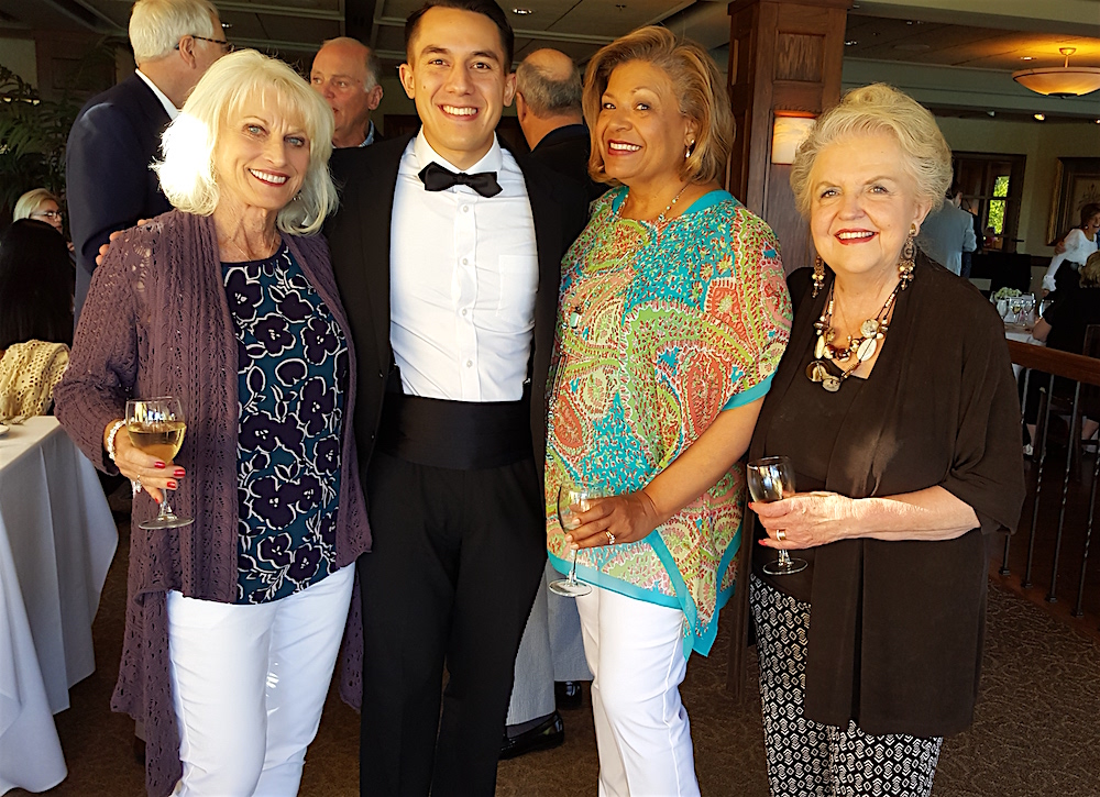 Knoxville Symphony Concertmaster Gabriel Lefkowitz poses with the ladies who were guests at the Moxley Carmichael table. From left, Judy Collins Griess, Phyllis Nichols and Dawn Ford.
