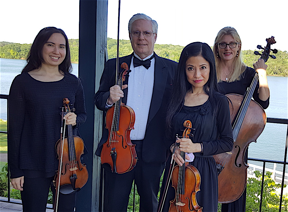 Providing music during the cocktail hour were these fun folks from the Knoxville Symphony. From left, Sara Matayoshi, Bill Pierce, Ikuko Koizumi and Stacy Miller.