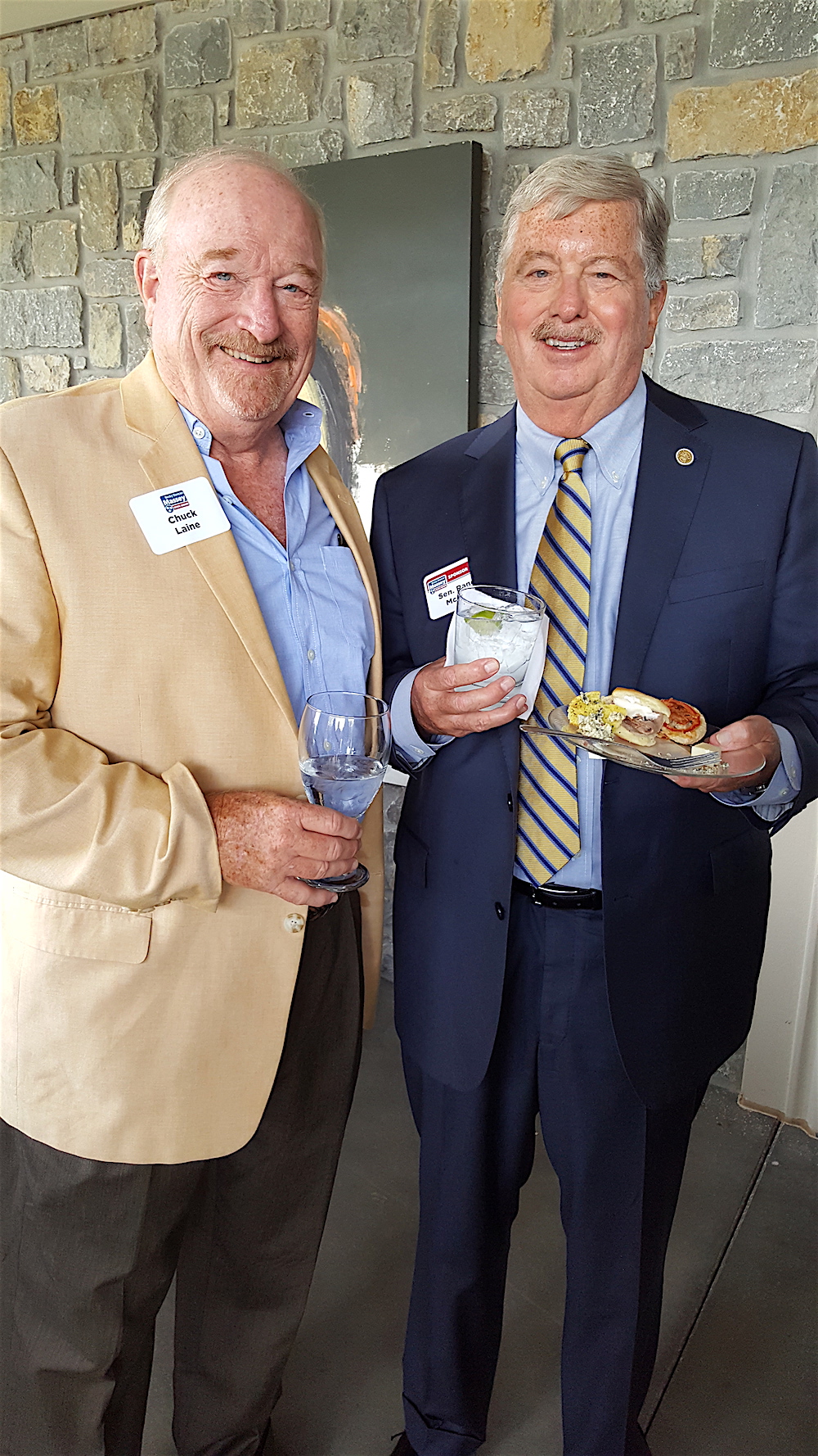 Lobbyist Chuck Laine, left, with state Sen. Randy McNally.