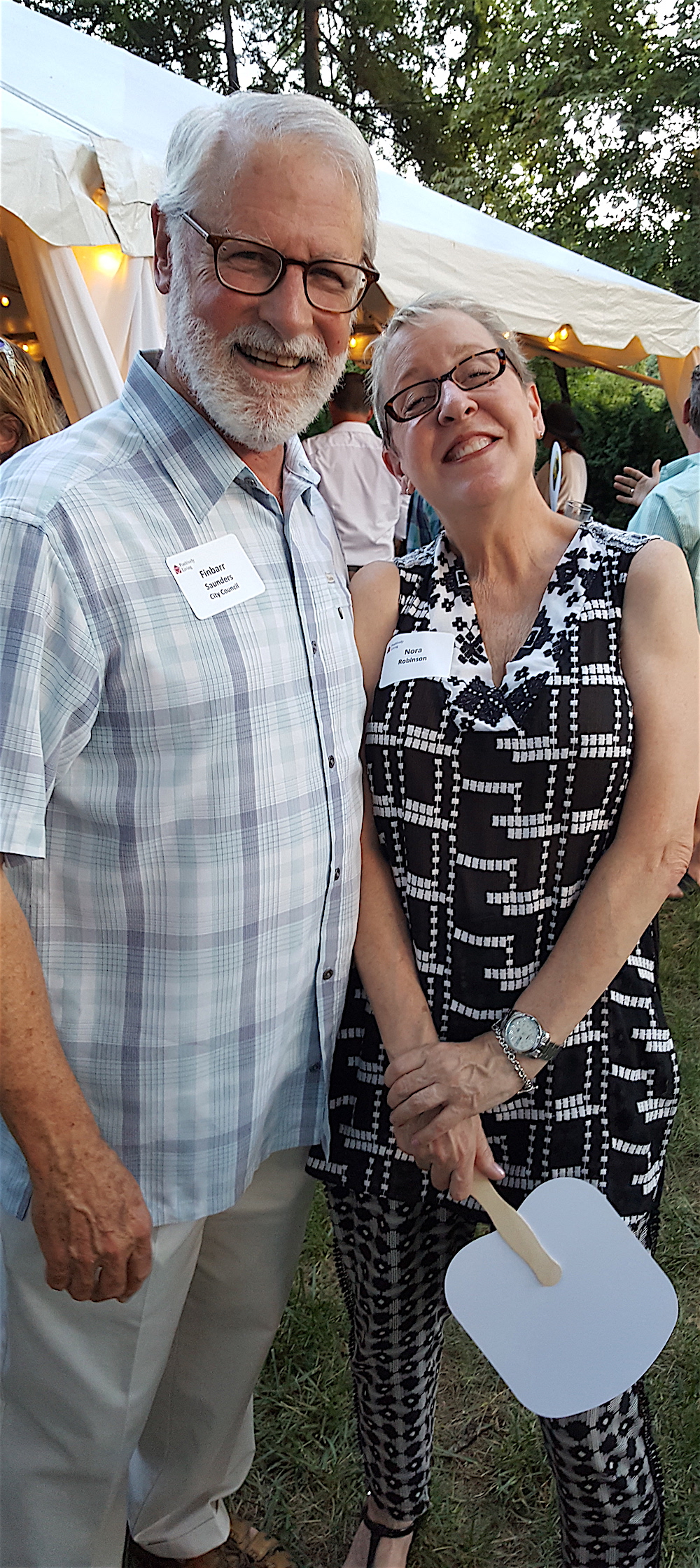 City Councilman Finbarr Saunders and Nora Robinson.