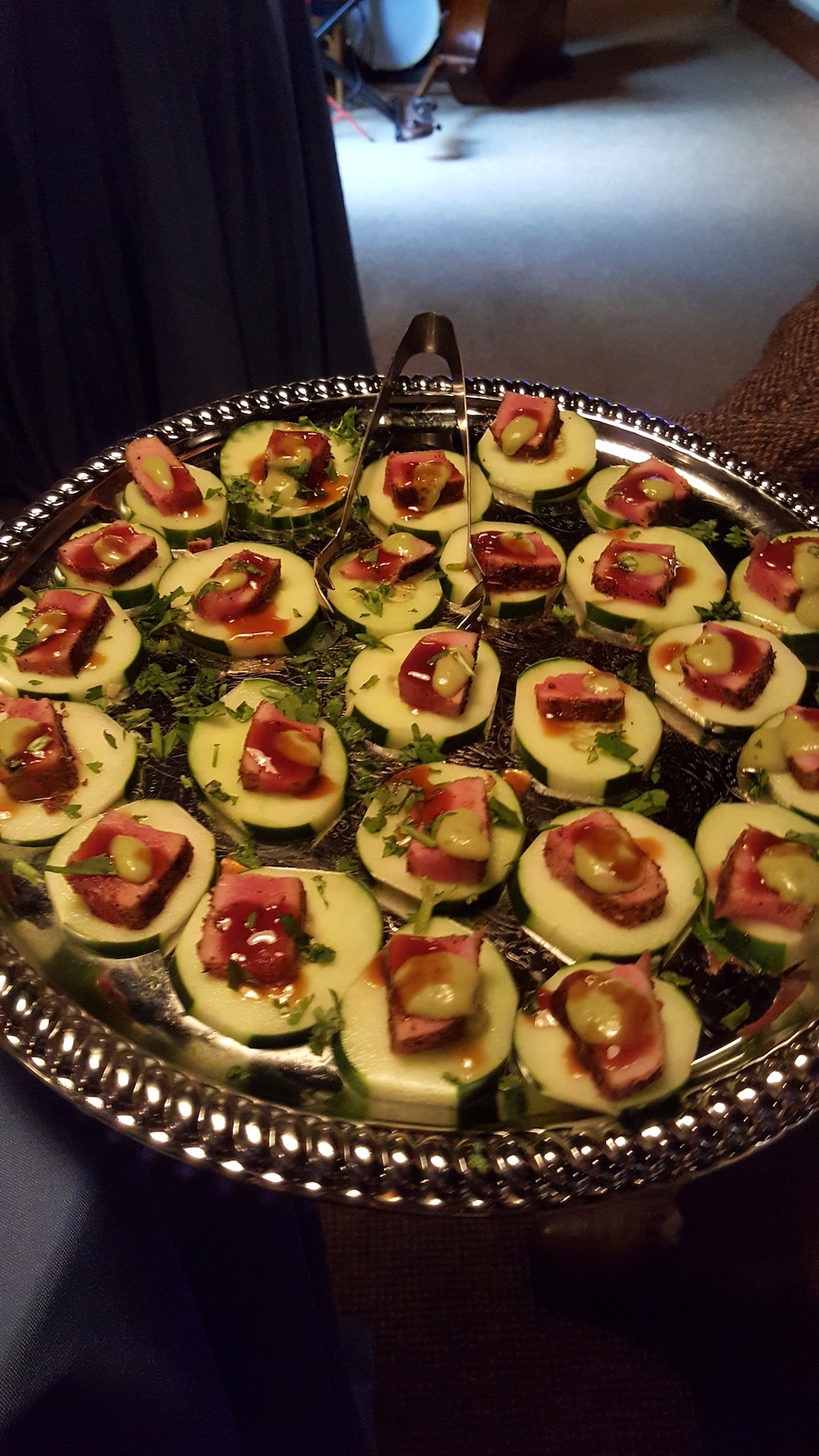 As were these cucumbers topped with seared tuna.
