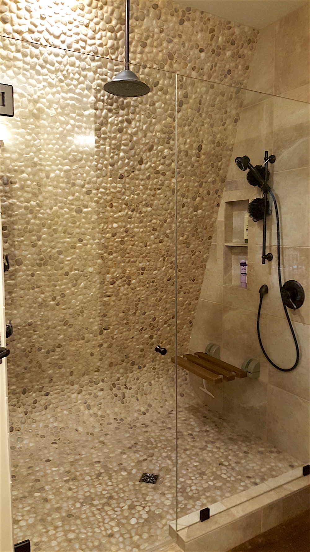 And the shower, which featured hundreds of little river stones.