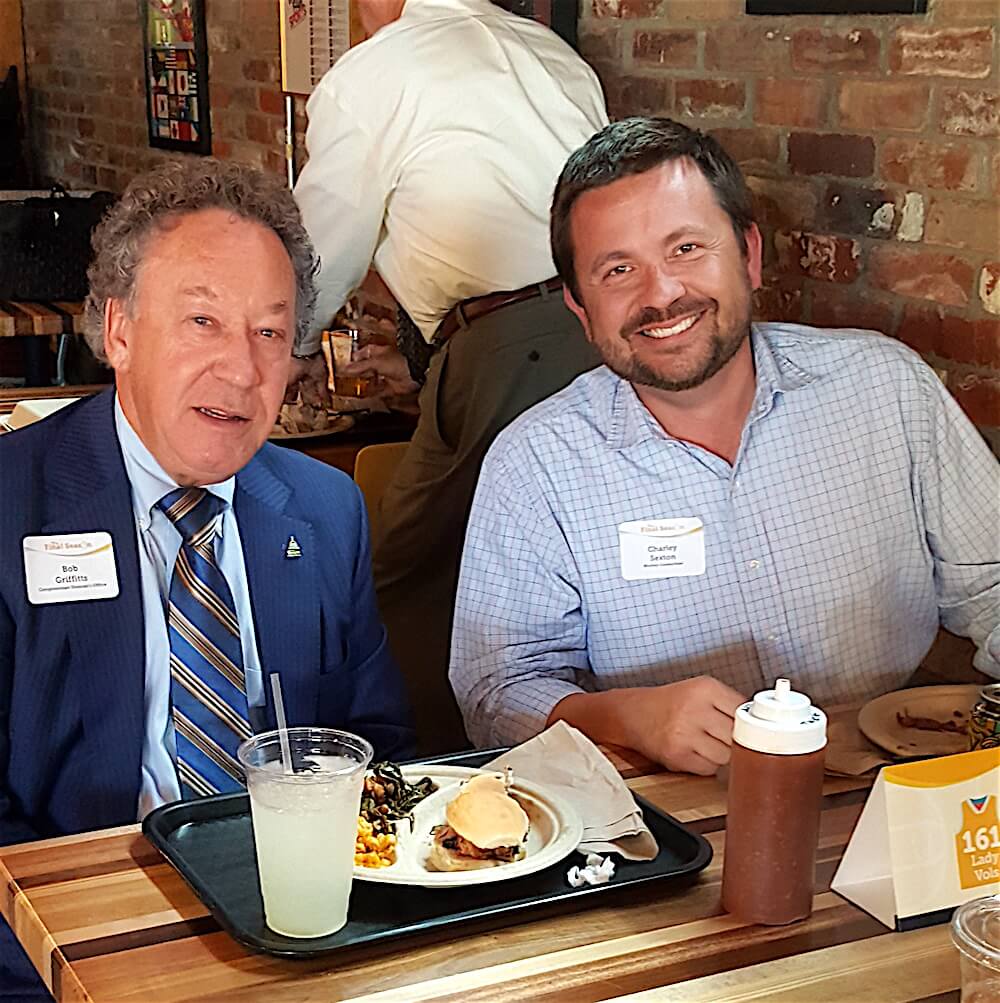 Bob Griffitts from Congressman Jimmy Duncan's office, left, with Charley Sexton, our design director.