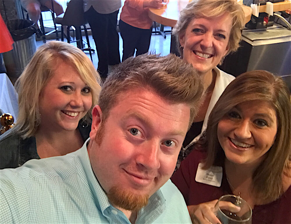 John takes a Moxley Carmichael selfie! From left, Crystal McCulley, John, Pam and Shaun.