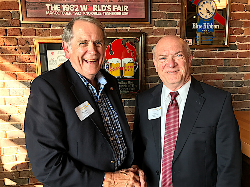Knoxville Vice Mayor Duane Grieve, left, with Bruce Anderson. (Photo by Pam Rhoades)