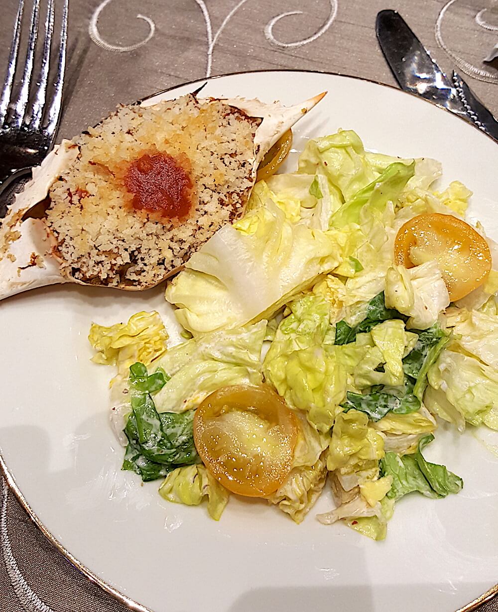 The salad course included deviled Gulf coast blue crabs with Lonesome Dove hot sauce. Just the right amount of spicy.