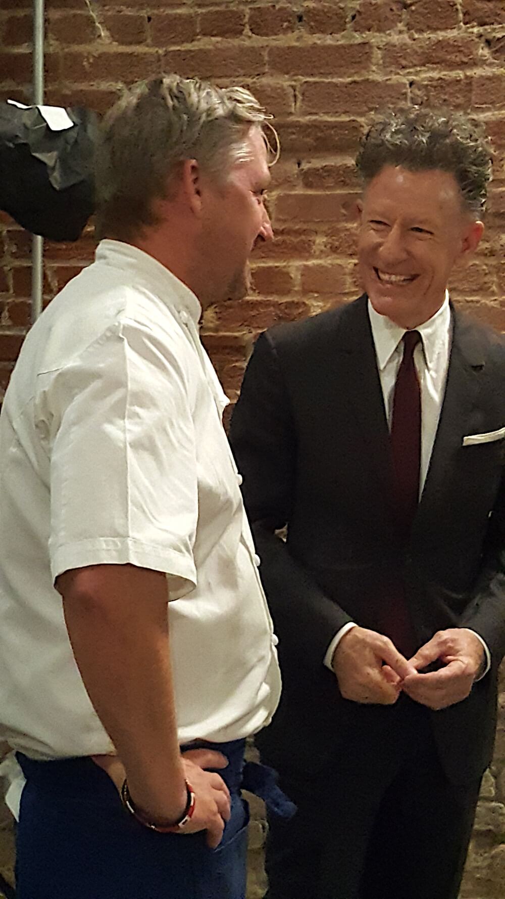 Lyle Lovett speaking to Chef Love after the show.