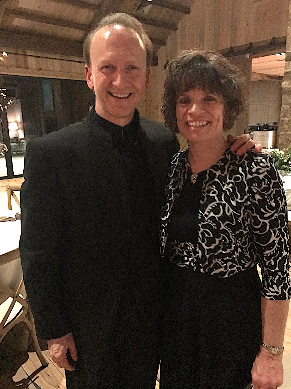 Resident conductor Jim Fellenbaum with the KSO's development director, Mary Sue Greiner, after the concert.