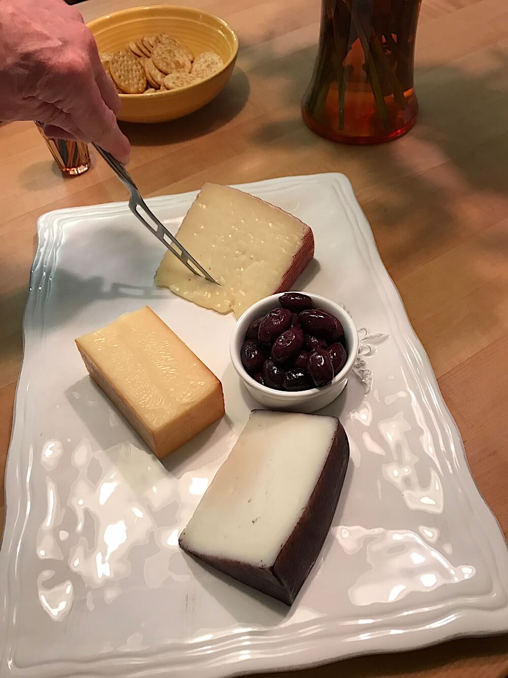 Notice that there are three big hunks of cheese on this plate. This is significant because, soon, there were only two hunks of cheese - Luna had grabbed one off the plate!