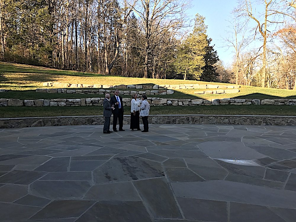 The amphitheater has casual outdoor seating for concerts.