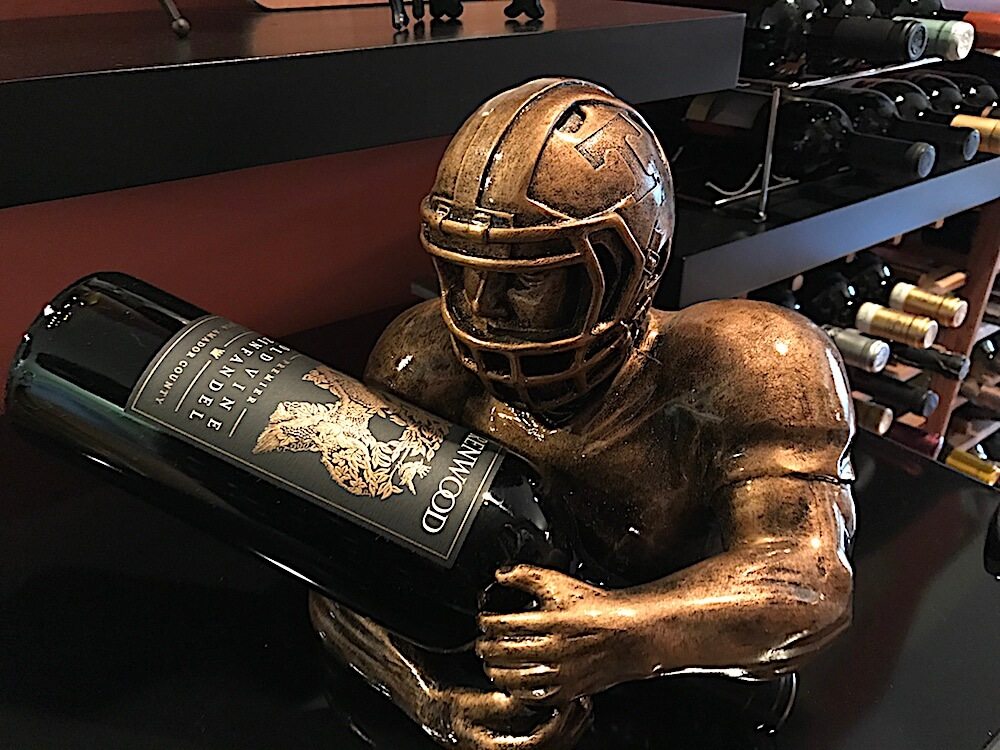 This sculpture is called "The Winebacker!" It was a gift from Keith Carver, Dr. DiPietro's former executive assistant who recently accepted the position of chancellor at the University of Tennessee-Martin.