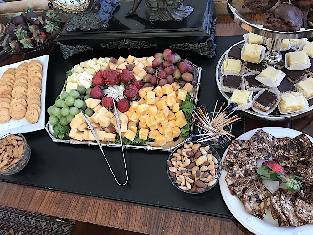 Food was offered not just on the buffet, but throughout the part of the house where the party was held. Good idea.