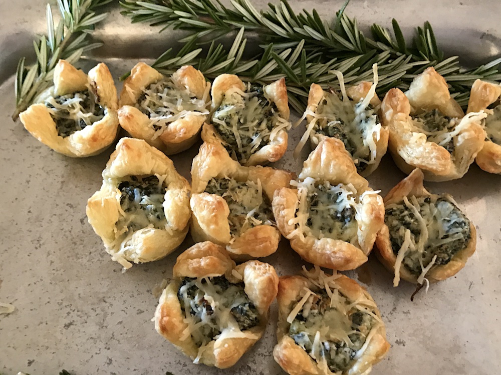 Delicious spinach puffs were passed.